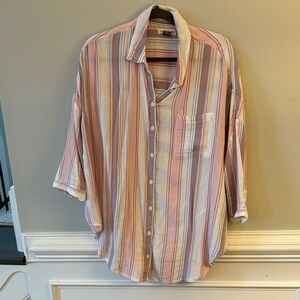 Pilcro Anthropologie Boyfriend Striped Oversized Button Down size M/L